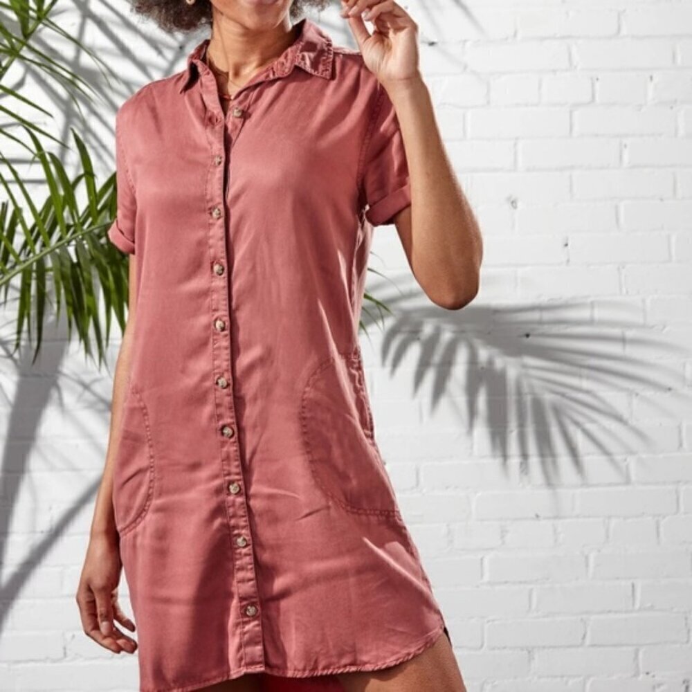 Lucky‎ Brand Mauve Pink Short Sleeve Button Down Shirt Dress XS